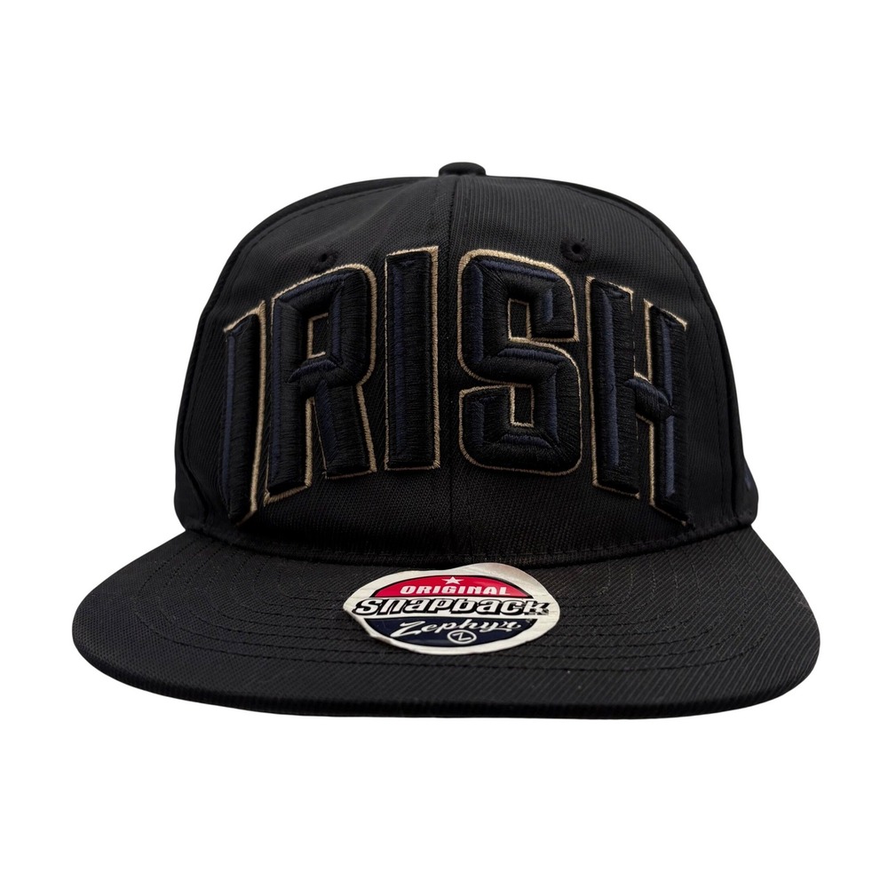 Zephyr Hat Men OS Black Notre Dame Fighting Irish Snapback Flat Bill Embroidered